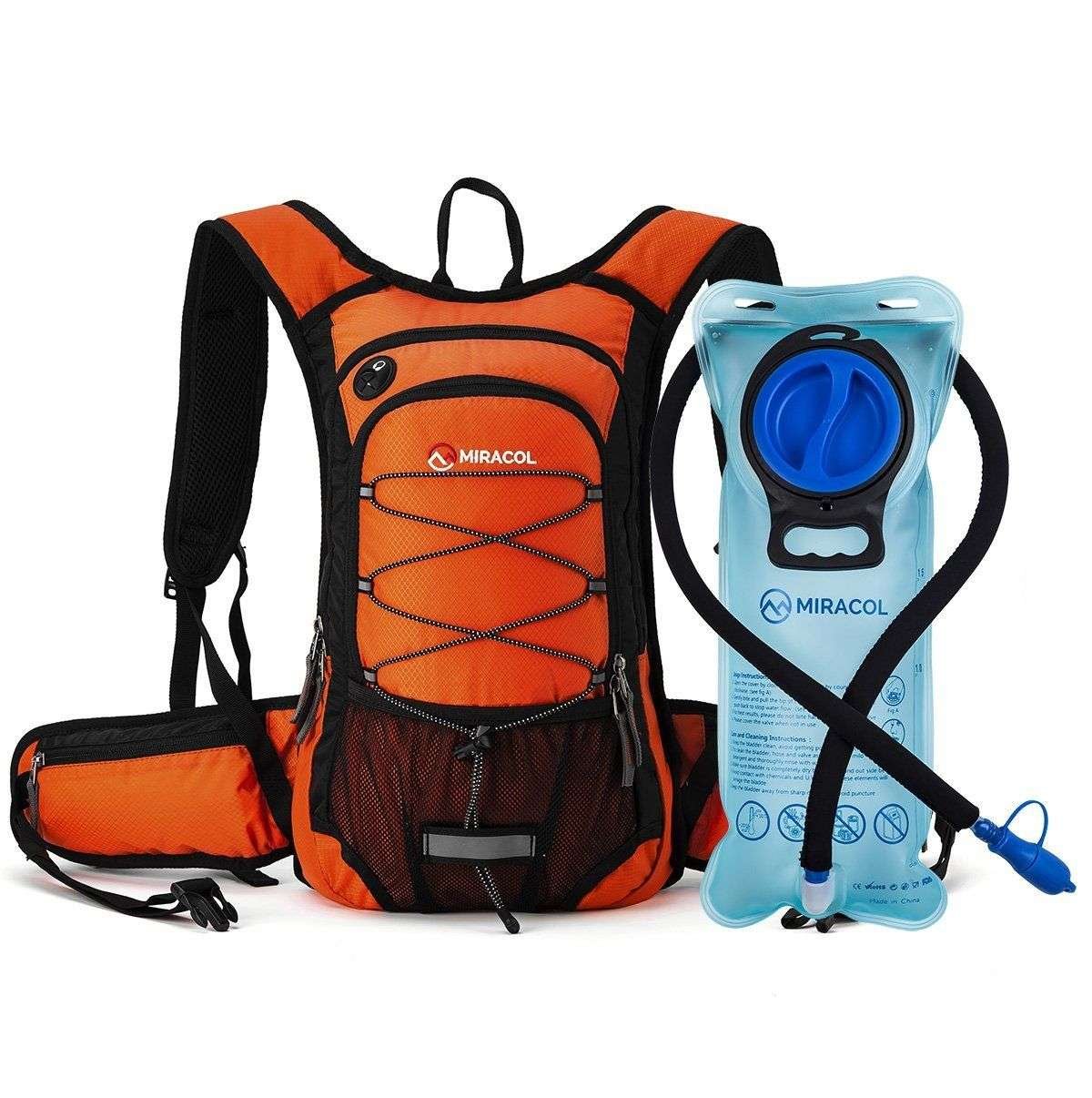 Mochila de hidratación Miracol con 2 litros de vejiga de agua para esquiar, correr, caminar, andar en bicicleta