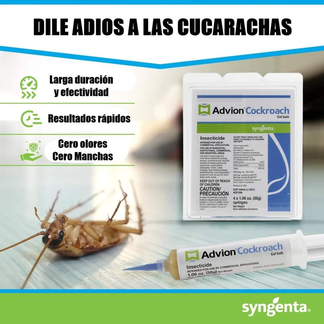 Insecticida En Tubo Cebo En Gel Para Matar Cucarachas Advion 30g - Imagen 3