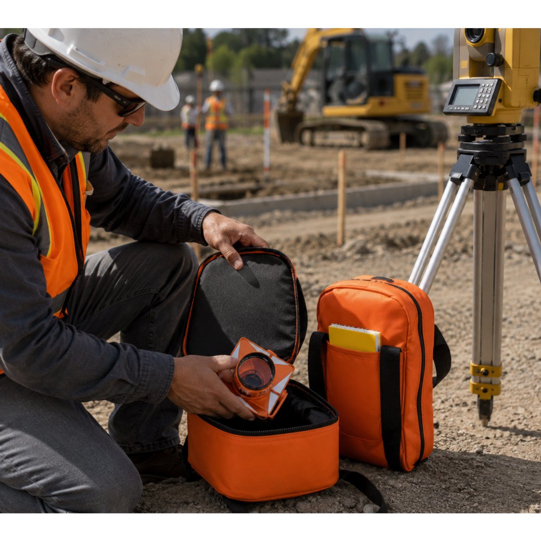 Bolsa para Prismas con diseño resistente para proteger y transportar prismas topográficos y accesorios. Ideal para topografía, ingeniería y construcción.