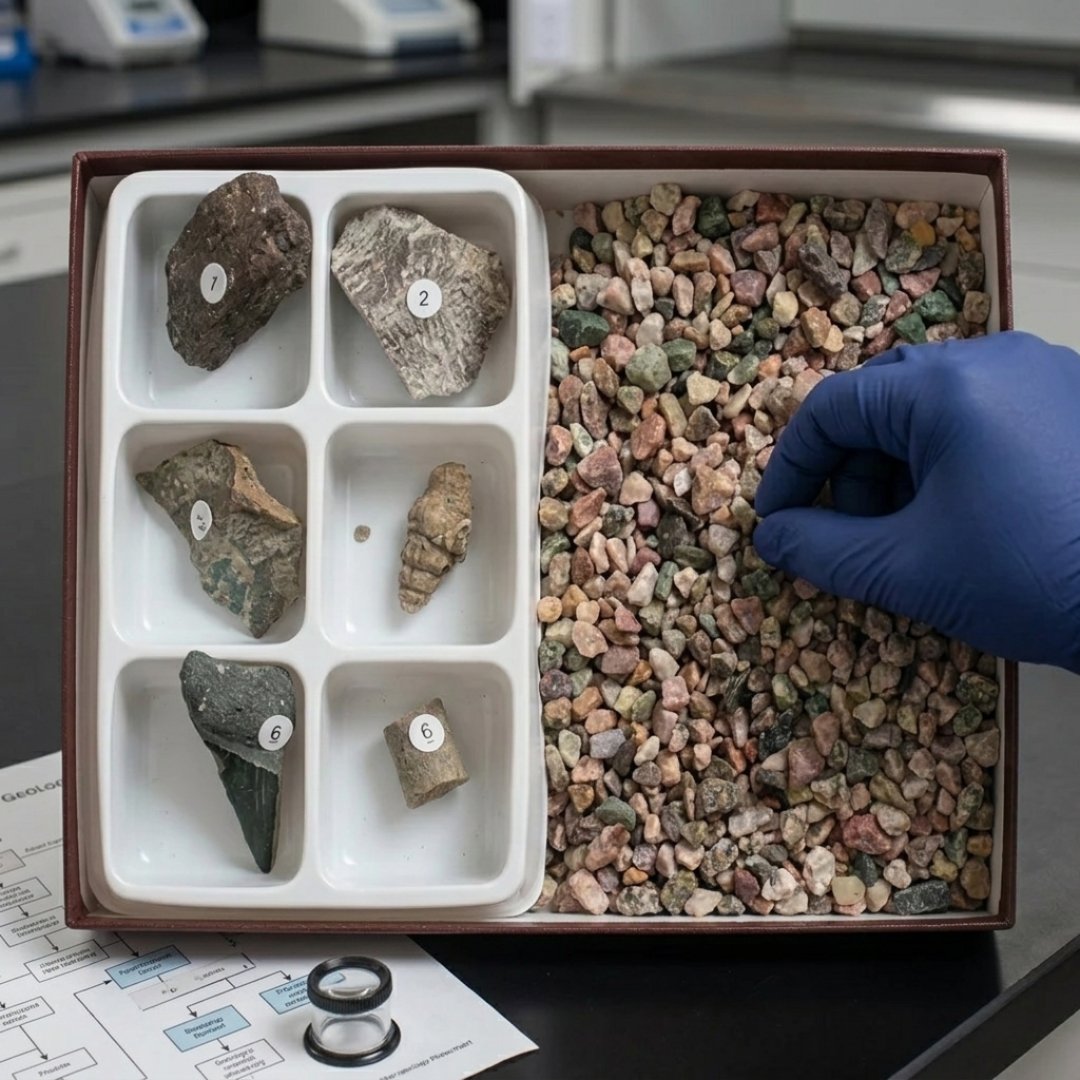 Kit caza fósiles para paleontología, identificación y manipulación de muestras. Consulta contenido y especificaciones verificadas del conjunto.