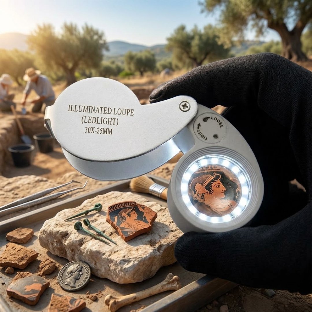 Lupa joyero iluminada SE 30x con luz LED para observar piedras preciosas, monedas, minerales y detalles de precisión. Ideal para gemología y joyería