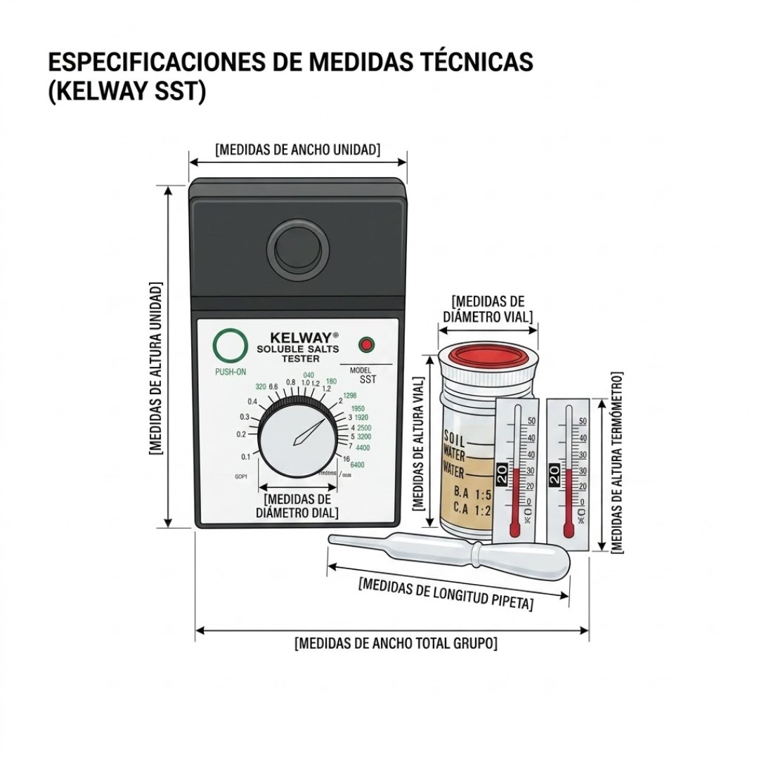Medidor de salinidad del suelo para evaluar la conductividad eléctrica y detectar concentraciones de sales solubles en diferentes tipos de suelo.