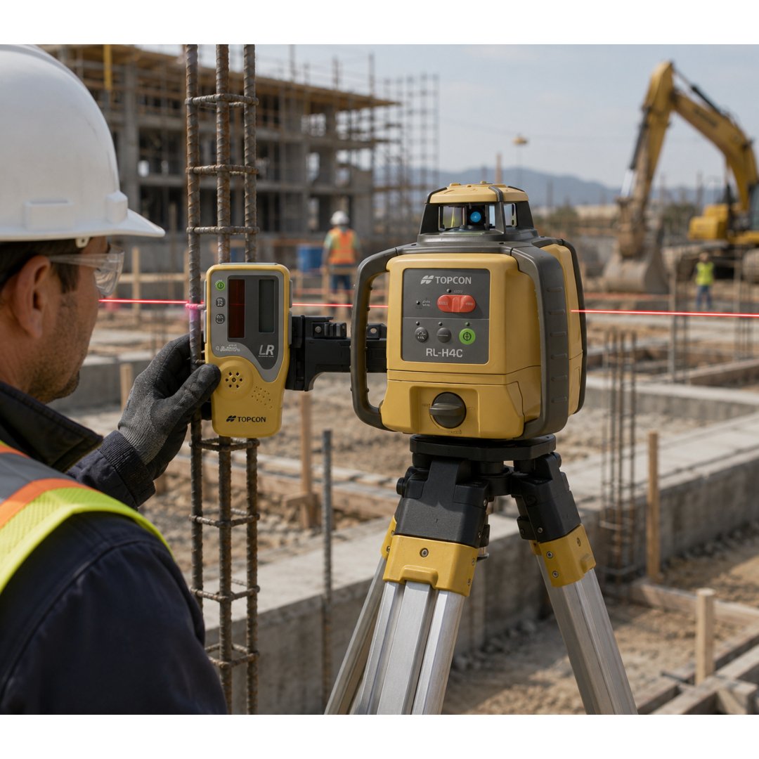 Receptor Láser Topcon LS-B10 para detectar haces láser con alta precisión. Ideal para topografía, construcción, maquinaria e ingeniería civil.