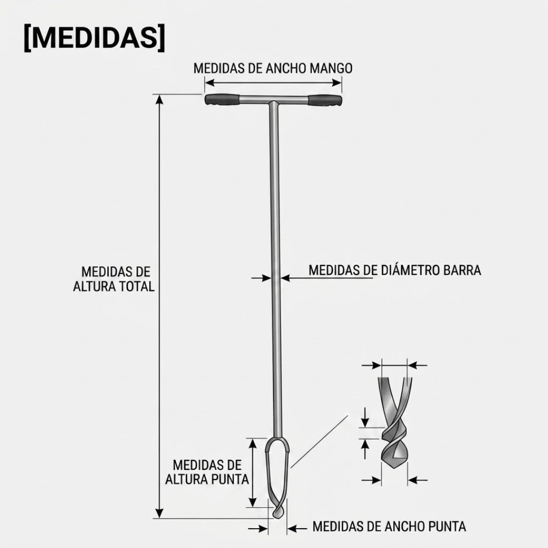 Barreno para suelo arcilloso Edelman Eijkelkamp de una pieza, diseñado para muestreo en suelos cohesivos y obtención de muestras semidisturbadas.