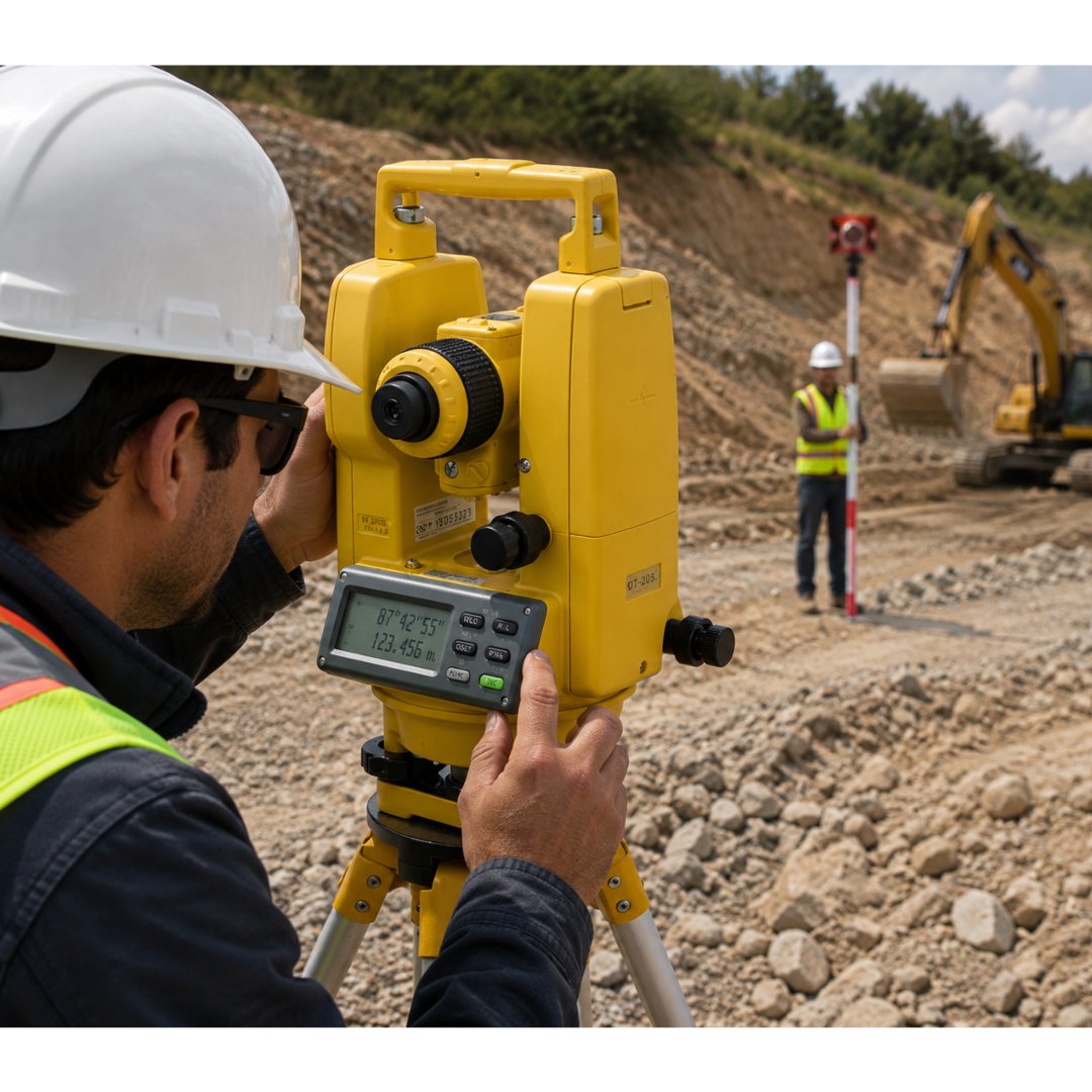 Teodolito Digital Impermeable para medición precisa de ángulos horizontales y verticales. Ideal para topografía, construcción e ingeniería civil.