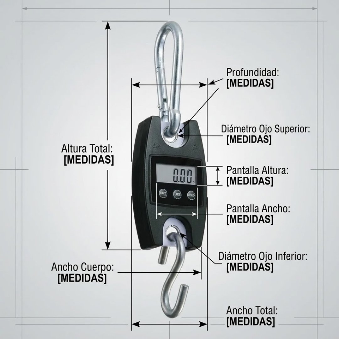 Báscula colgante digital Pesola con capacidad de 200 kg (440 lb). Ideal para industria, agricultura, inventarios forestales y pesaje de cargas pesadas.