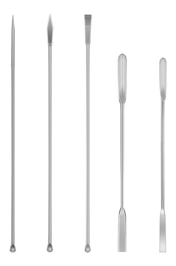 Set De 5 Microespátulas De Acero Inoxidable Para Polvos Fino