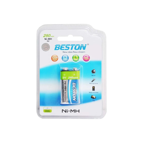 Batería Recargable Cuadrada Beston Ni-mh 9v 250 Mah