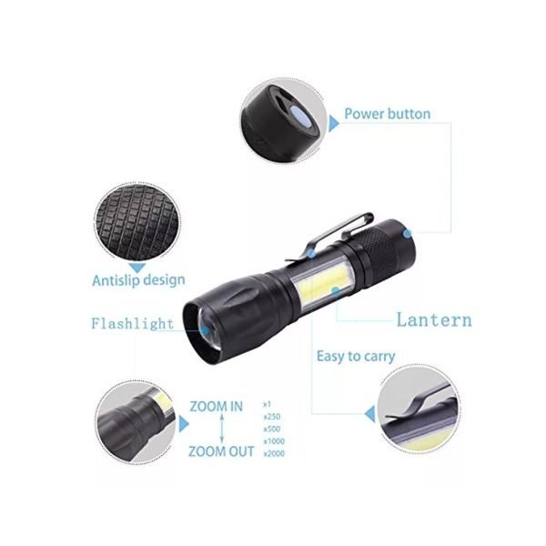 Linterna Tactica Led Recargable, Zoom Y Luz De Cuerpo 520t6 - Imagen 2