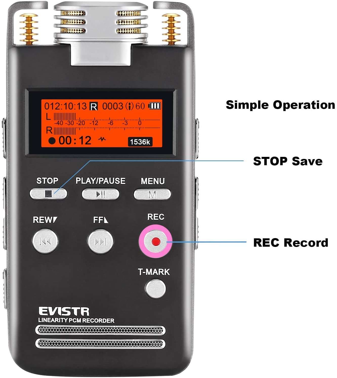 Grabadora de voz EVISTR Pro 1536KPBS PCM - Imagen 5