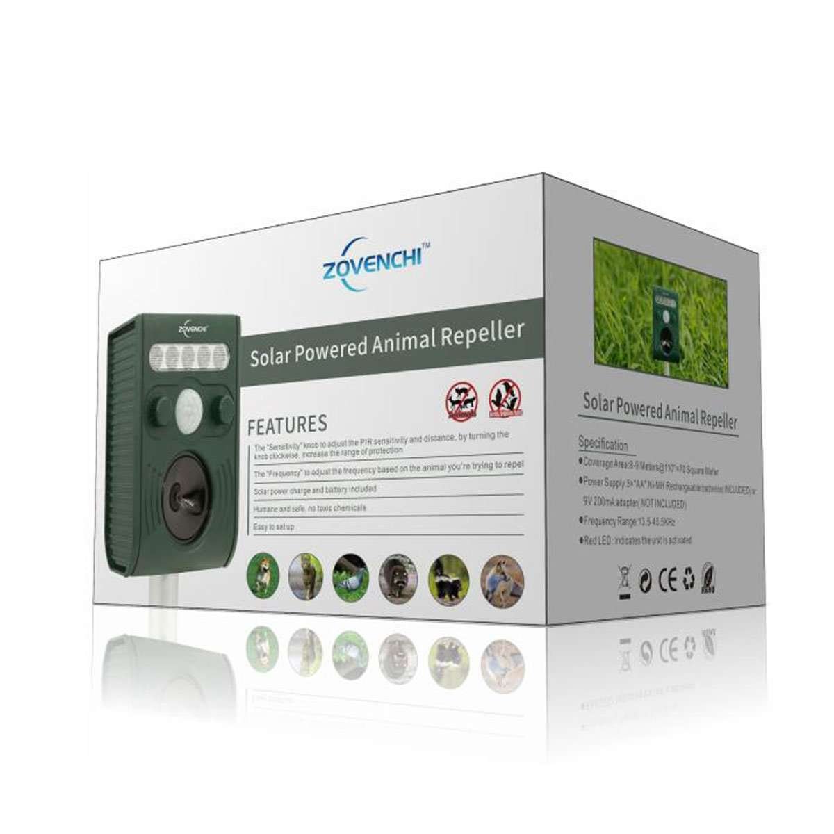 Ahuyentador solar para exteriores con luz LED,repele perros, gatos, ardillas, conejos ZOVENCHI - Imagen 6