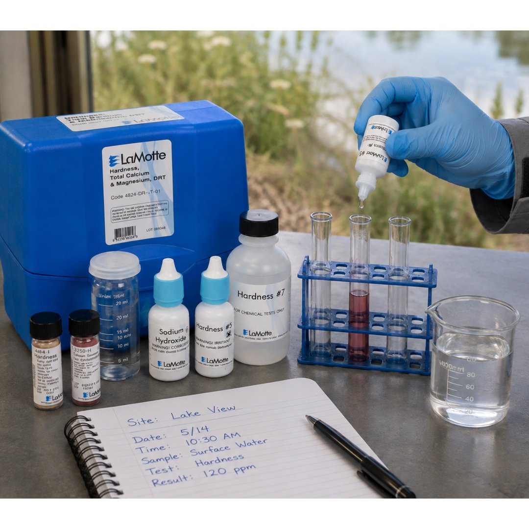 Kit Dureza Agua LaMotte para medir la dureza del agua de forma precisa. Ideal para análisis ambiental, laboratorios, tratamiento de agua, educación e investigación.