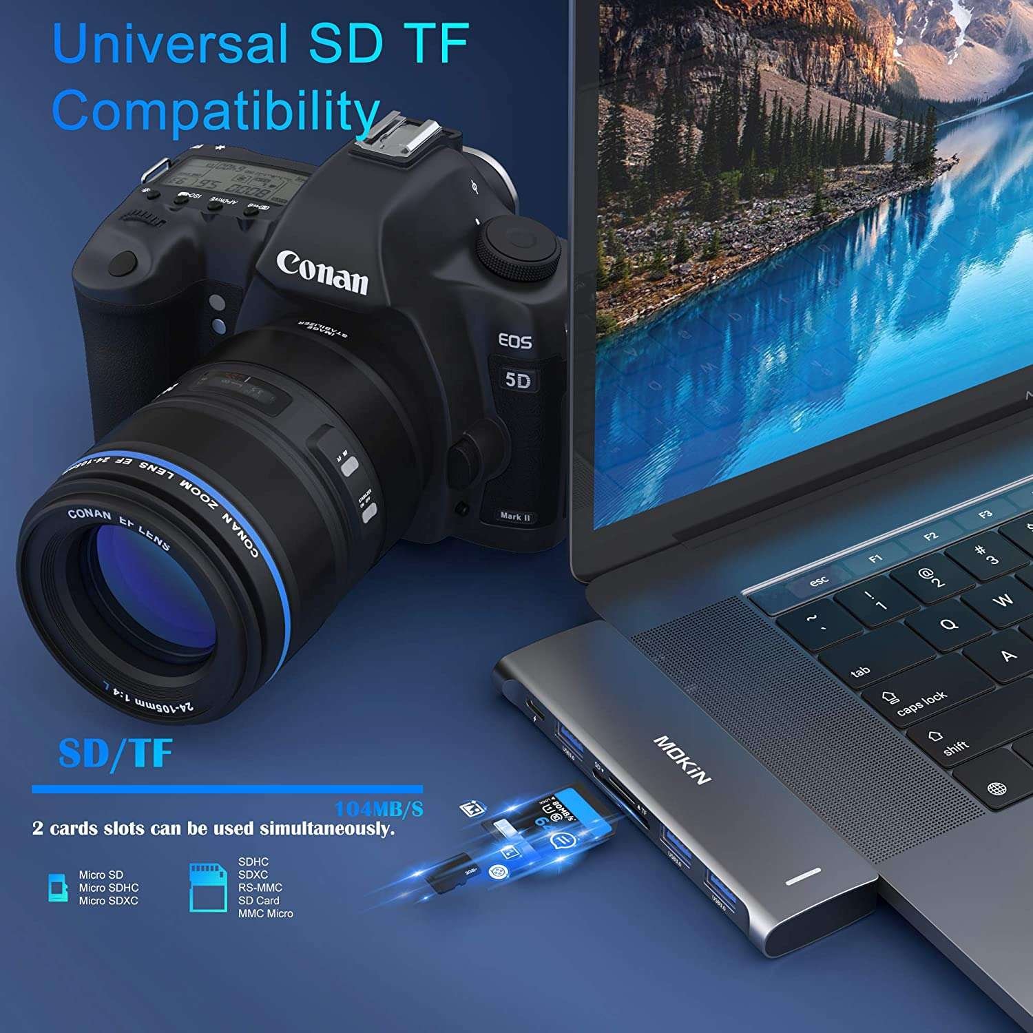 Adaptador USB C para MacBook Pro Air 6 en 1 - Imagen 4