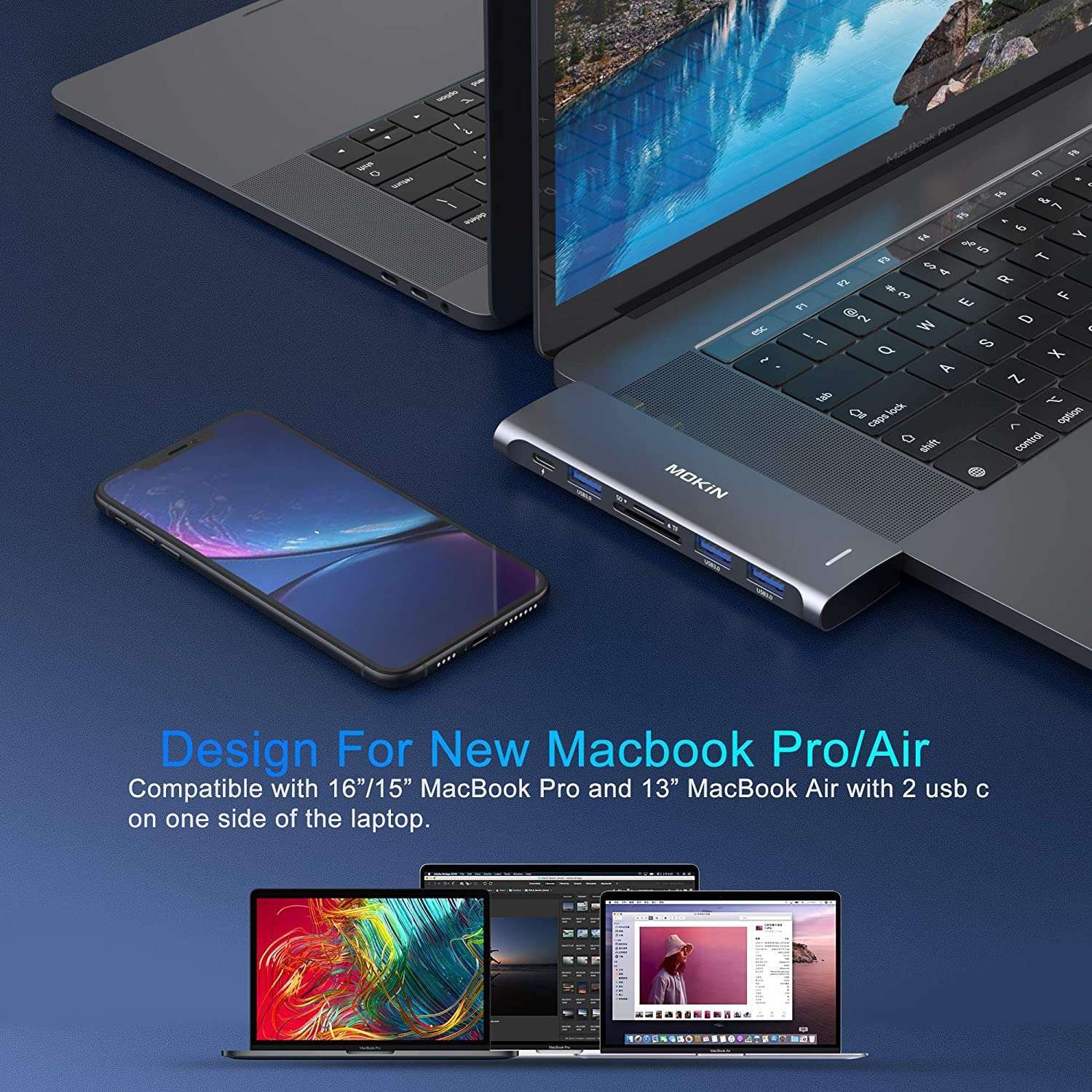 Adaptador USB C para MacBook Pro Air 6 en 1 - Imagen 3
