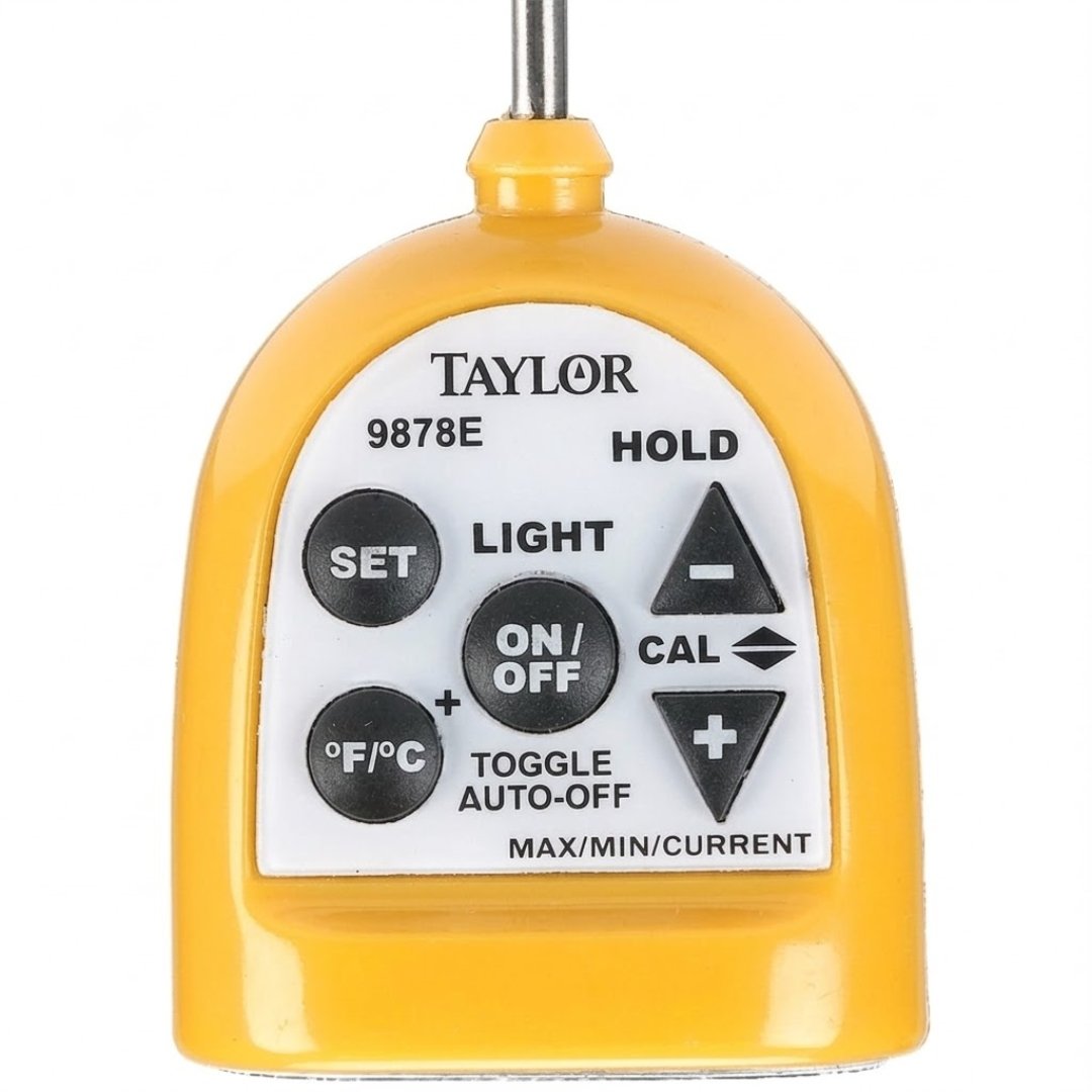 Termómetro Digital Bolsillo Taylor con memoria de temperatura máxima y mínima. Ideal para laboratorios, agricultura, alimentos, investigación y monitoreo ambiental.