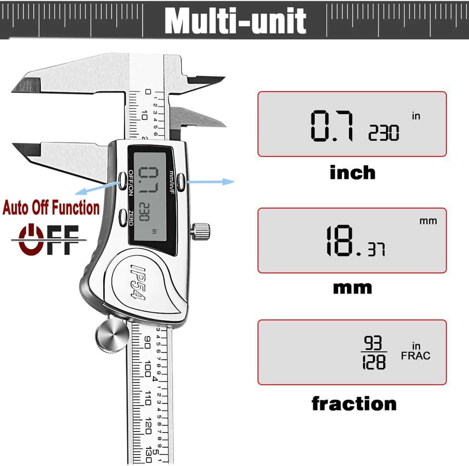 Calibrador Pie De Rey Digital Acero Inoxidable De 6 Pulgadas - Imagen 3