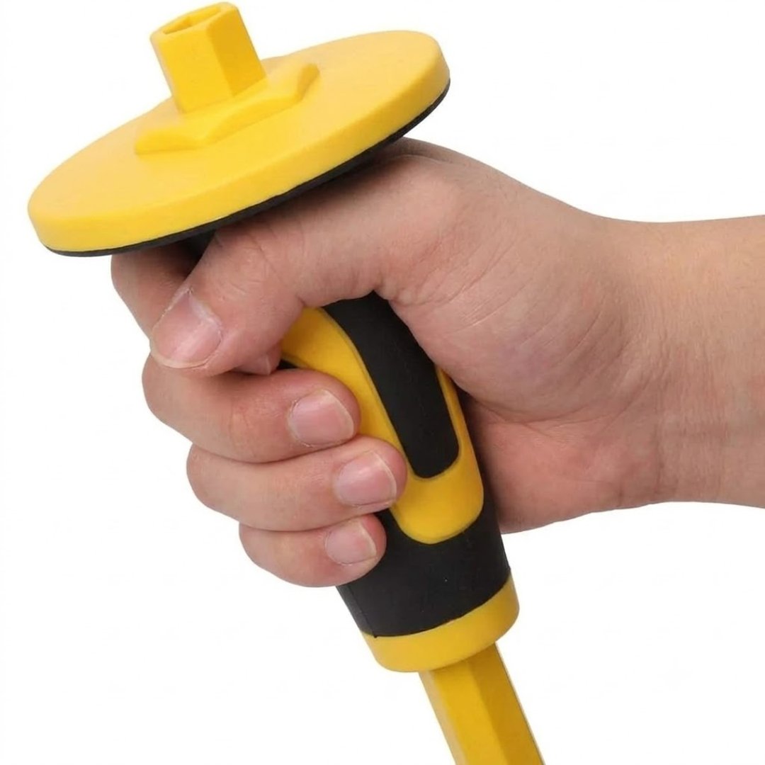 Cincel plano protector de mano de 12 pulgadas para demolición, geología, minería y construcción. Fabricado para trabajos de alto impacto con mayor seguridad y resistencia.