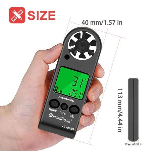 Anemómetro Medidor De Velocidad Del Viento Holdpeak Hp-816b - Imagen 3