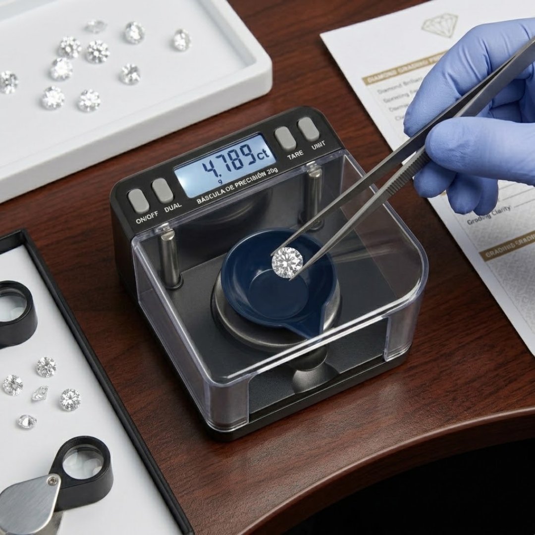Báscula digital quilates Pesola de 20 g con alta precisión. Ideal para pesar gemas, minerales, joyería y pequeñas muestras de laboratorio.