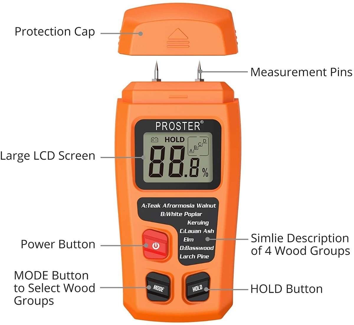Medidor De Humedad De Madera Digital Portátil Lcd Proster - Imagen 5