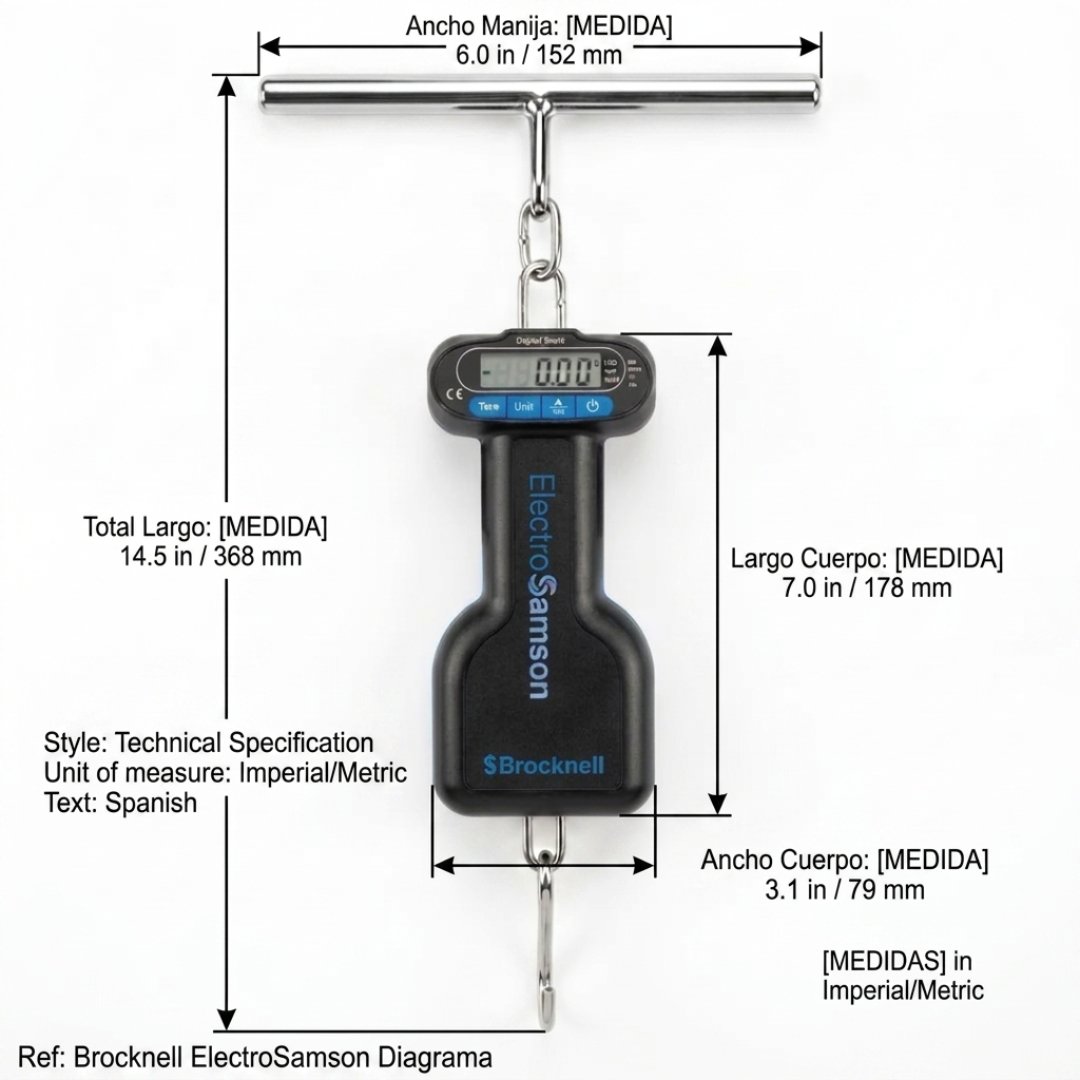Balanza colgante digital Brecknell Electrosamson con capacidad de 22 lb. Ideal para pesaje en campo, laboratorio, industria y actividades forestales.