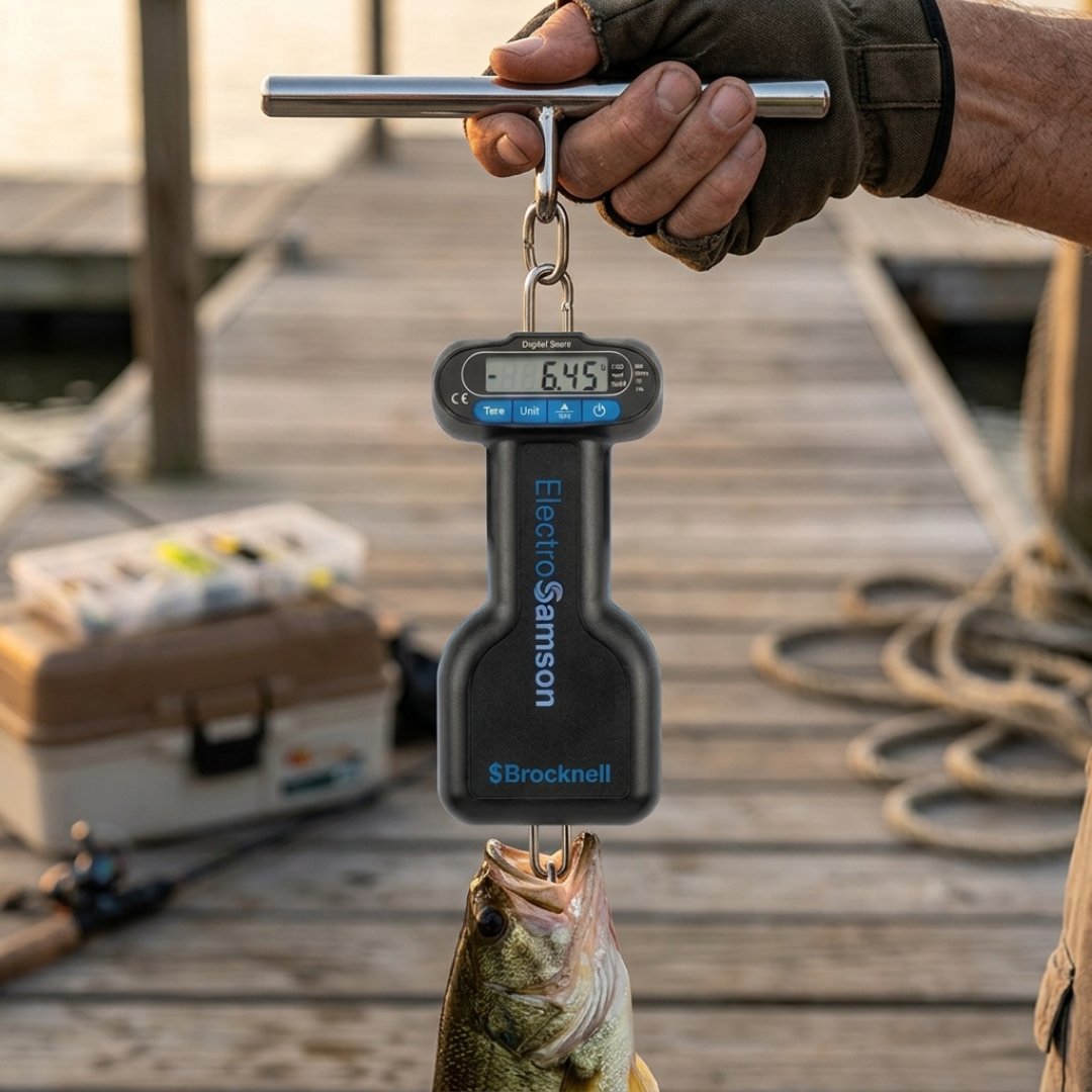 Balanza colgante digital Brecknell Electrosamson con capacidad de 22 lb. Ideal para pesaje en campo, laboratorio, industria y actividades forestales.