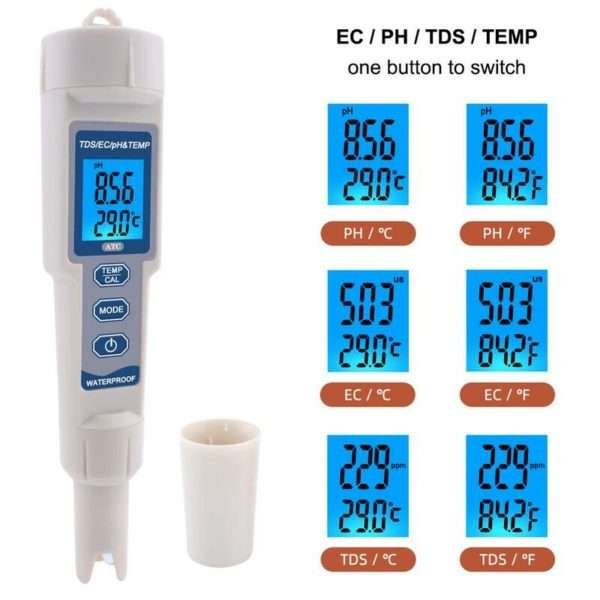 Medidor De Calidad Del Agua Tds, Ph, Tds, Ec, 4 En 1 - Imagen 3