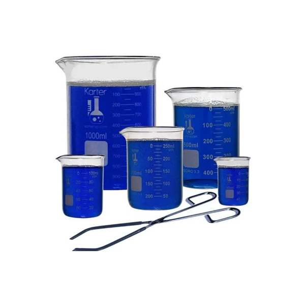 Juego De Vasos De Precipitados Vidrio + Pinzas De Agarre