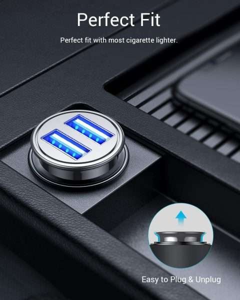 Cargador De Carro Doble Usb Ainope, Todo De Metal 2 Unidades - Imagen 4