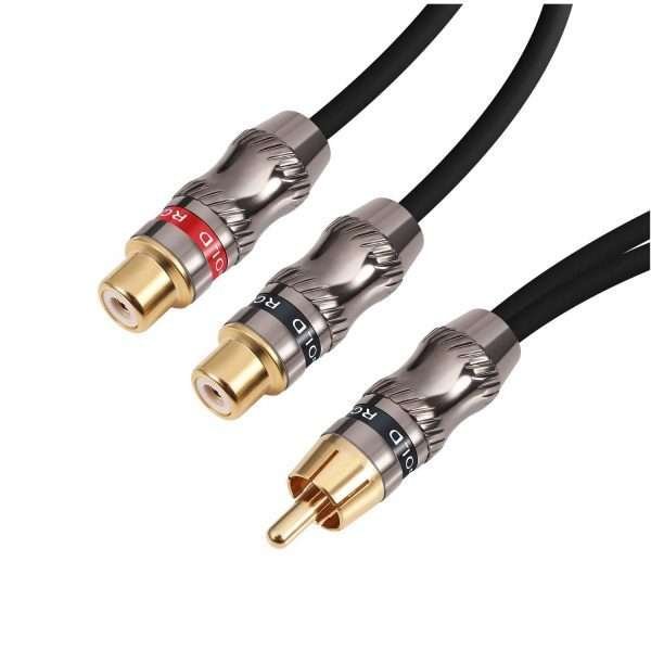 Cable Adaptador Audio Estéreo, Rca 1 Macho A 2 Hembra 25cm - Imagen 3