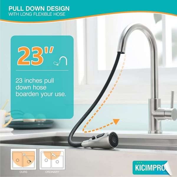 Grifo De Cocina Con Pulverizador Extraíble Acero Inoxidable - Imagen 5