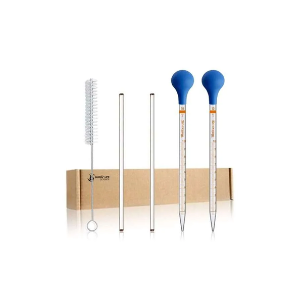 Juego De 2 Pipetas De Vidrio 10ml Tapas De Goma Y Agitadores