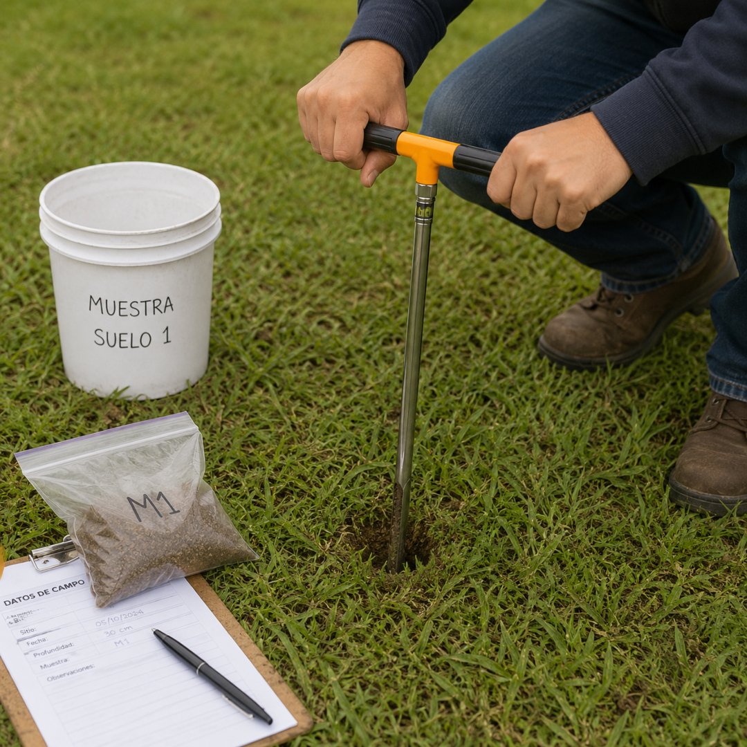 Barreno Suelo AMS 7/8 x 21 niquelado para extracción de muestras. Herramienta manual para agricultura, geología, investigación y estudios ambientales.