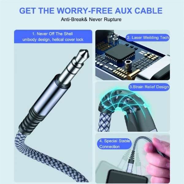 Cable Adaptador Auxiliar De Audio Usb C 3.5mm Sweguard 1.2 M - Imagen 4