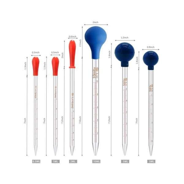 Juego De 6 Pipetas Graduadas De Vidrio Con Tapas Y Cepillos - Imagen 2