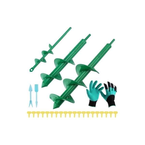 Kit Jardinería Con 3 Barrenos, 2 Palas, Guantes Y Etiquetas