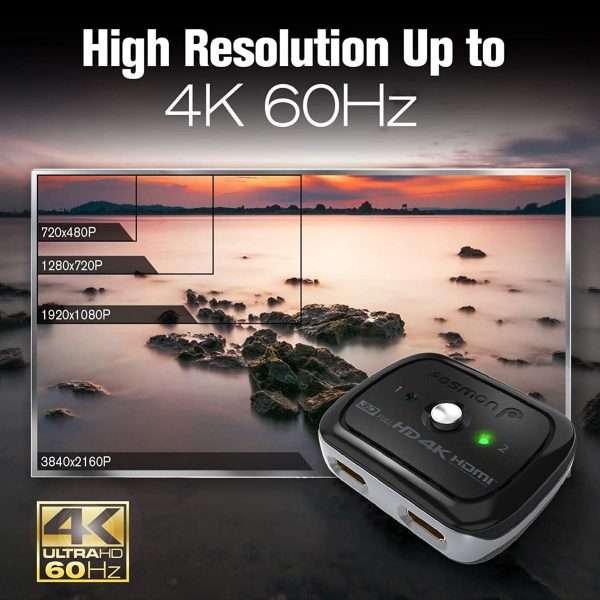 Switch Conmutador Hdmi 4k 2 Puertos, Bidireccional Fosmon - Imagen 4