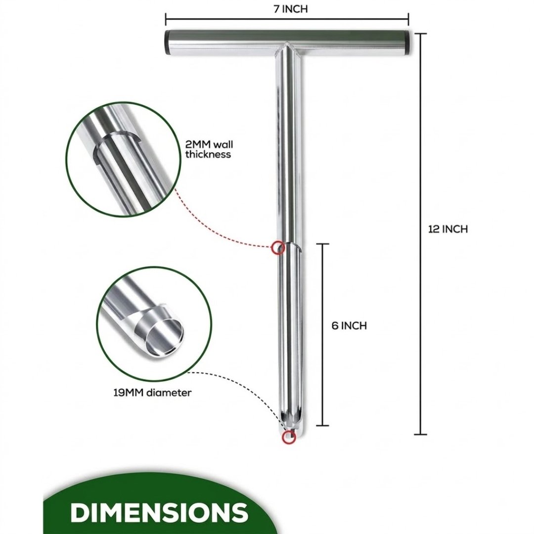 Barreno Muestra Suelo 12 Pulgadas para extracción de muestras de suelo. Herramienta práctica para agricultura, geología, investigación ambiental y trabajo de campo.