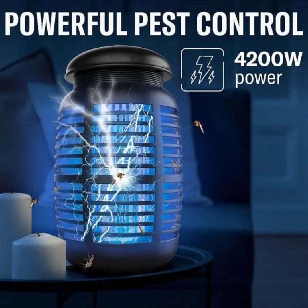 Mata insectos eléctrico impermeable de 4800 V para el control de moscas e insectos voladores mediante un sistema de eliminación eléctrica.