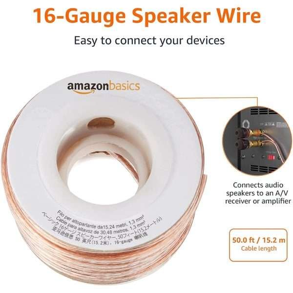 Cable De Altavoz Amazon Basics Calibre 16, 15 Metros - Imagen 3