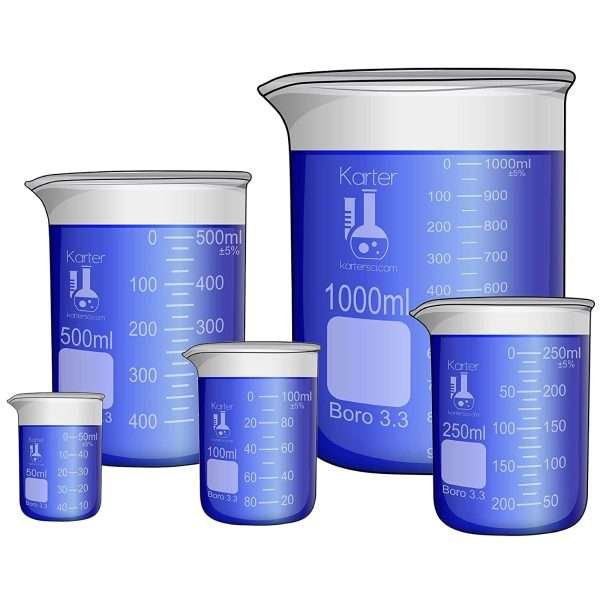 Juego De Vasos De Precipitado En Vidrio Karter 5 Unidades - Imagen 2