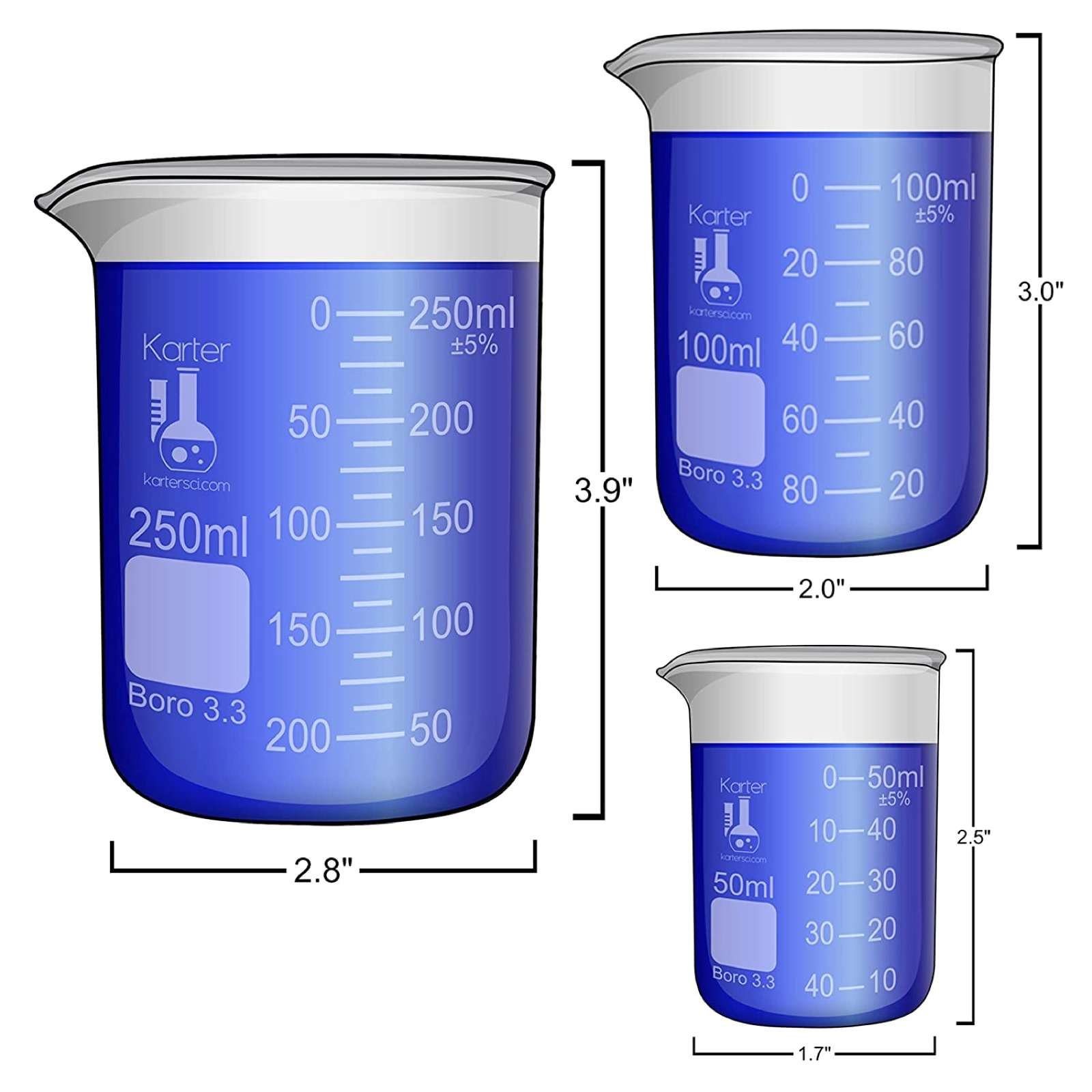 Juego De Vasos De Precipitado En Vidrio Karter 5 Unidades - Imagen 5