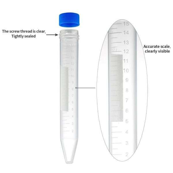 Tubos De Centrífuga Plástico 15 Ml, 100 Tubos Y 2 Gradillas - Imagen 3