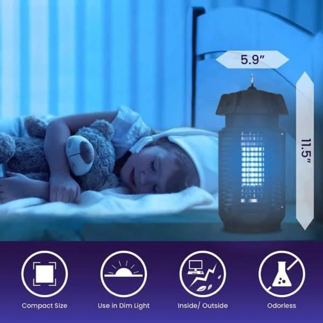 Mata insectos eléctrico impermeable de 4000 V para el control de moscas e insectos voladores mediante un sistema de eliminación eléctrica.