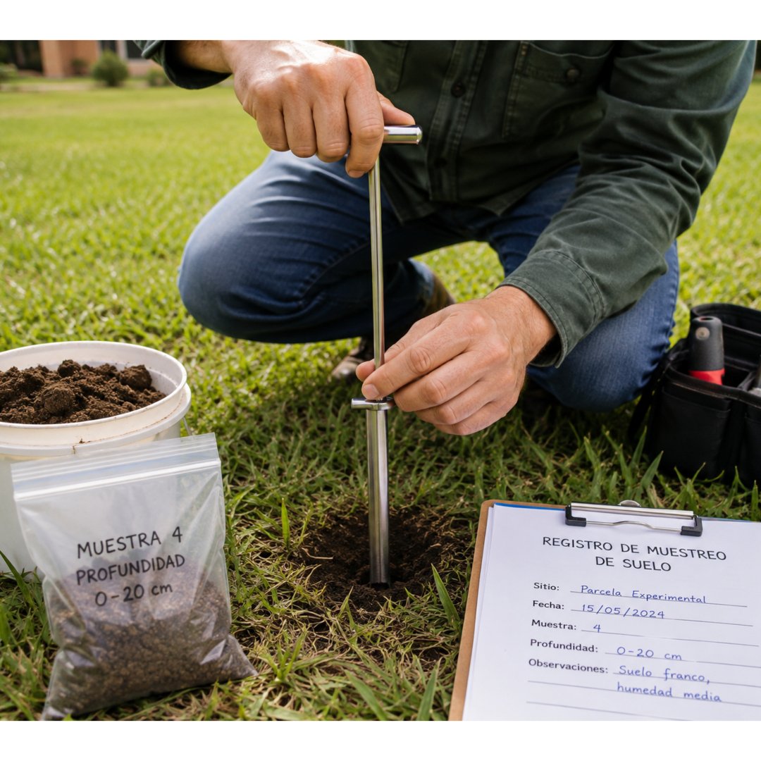 Barreno Suelo Modelo LS de 36" con peldaño y punta S-4 para extracción de muestras de suelo. Ideal para agricultura, geotecnia, geología y estudios ambientales.