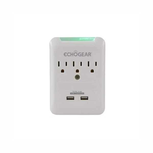 Protector contra sobretensiones 3 salidas AC y 2 puertos USB