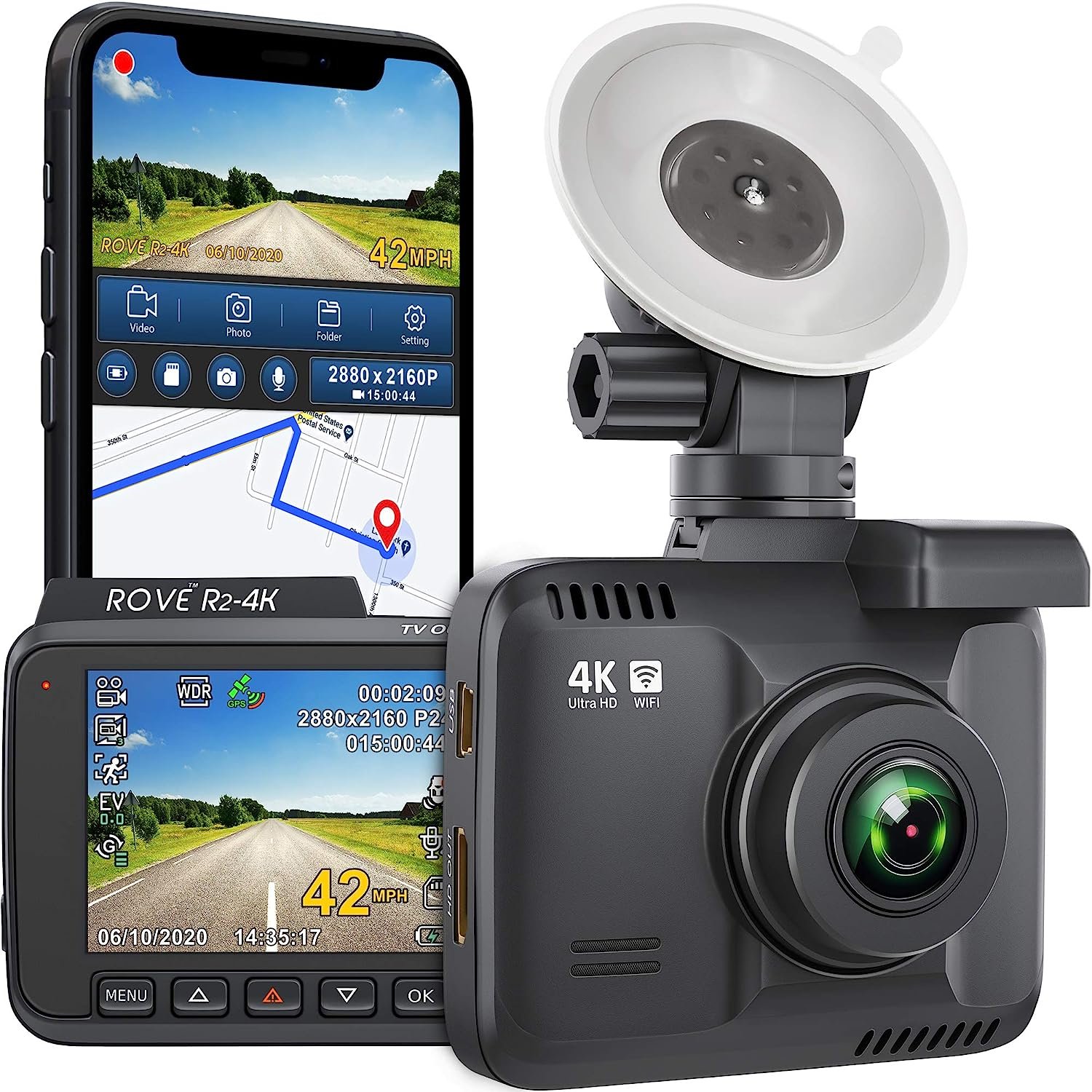 Cámara De Tablero R2-4k Integrada Con Wifi Gps - Imagen 2