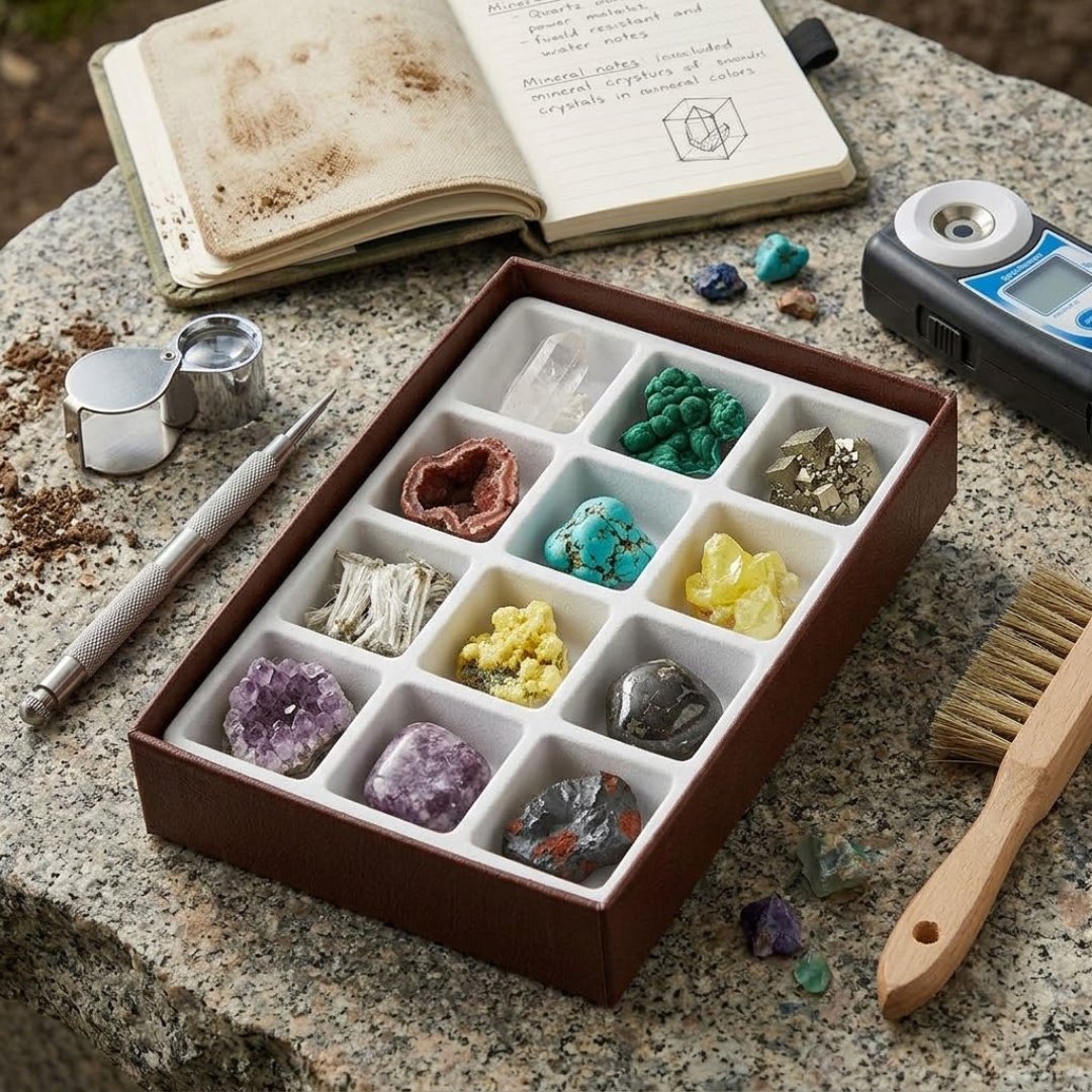 Kit escala dureza Scott Resources para identificar minerales mediante la escala de Mohs. Ideal para geología, mineralogía, laboratorios y educación.