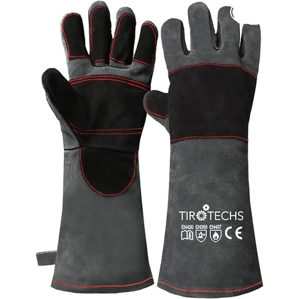 Guantes Para Manejo De Fauna Tirotechs De Cuero 60cm - Imagen 2