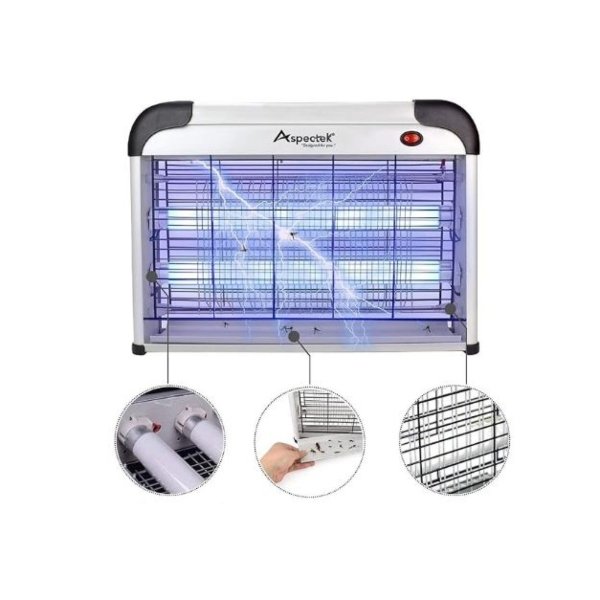 Aspectek- Lámpara exterminadora electrónica de insectos voladores de 20 W para interiores + 2 focos - Imagen 4